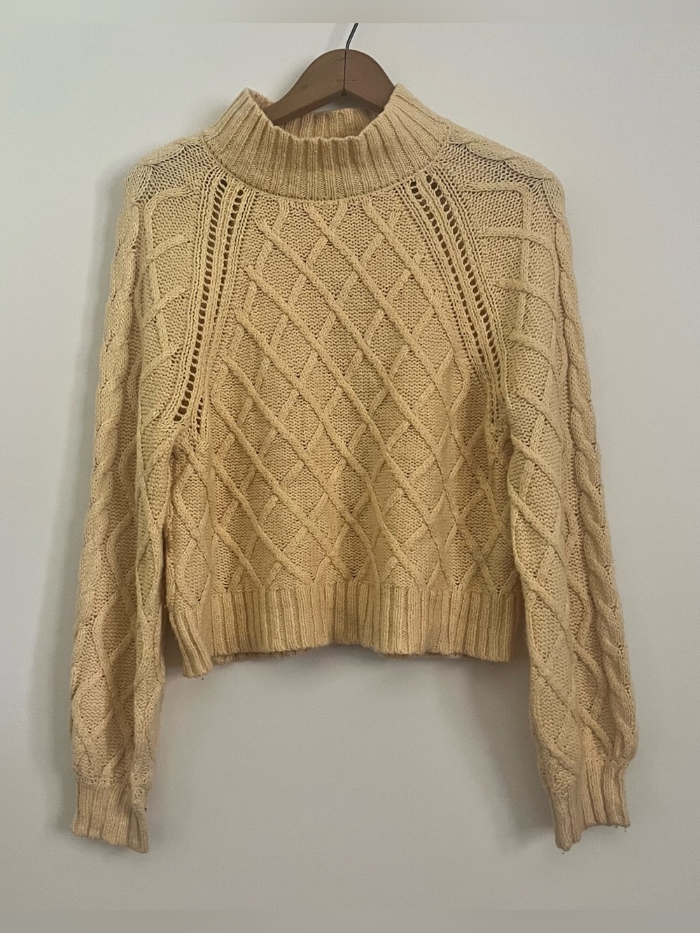 American Eagle Butter Yellow Knit Mock Neck Sweater